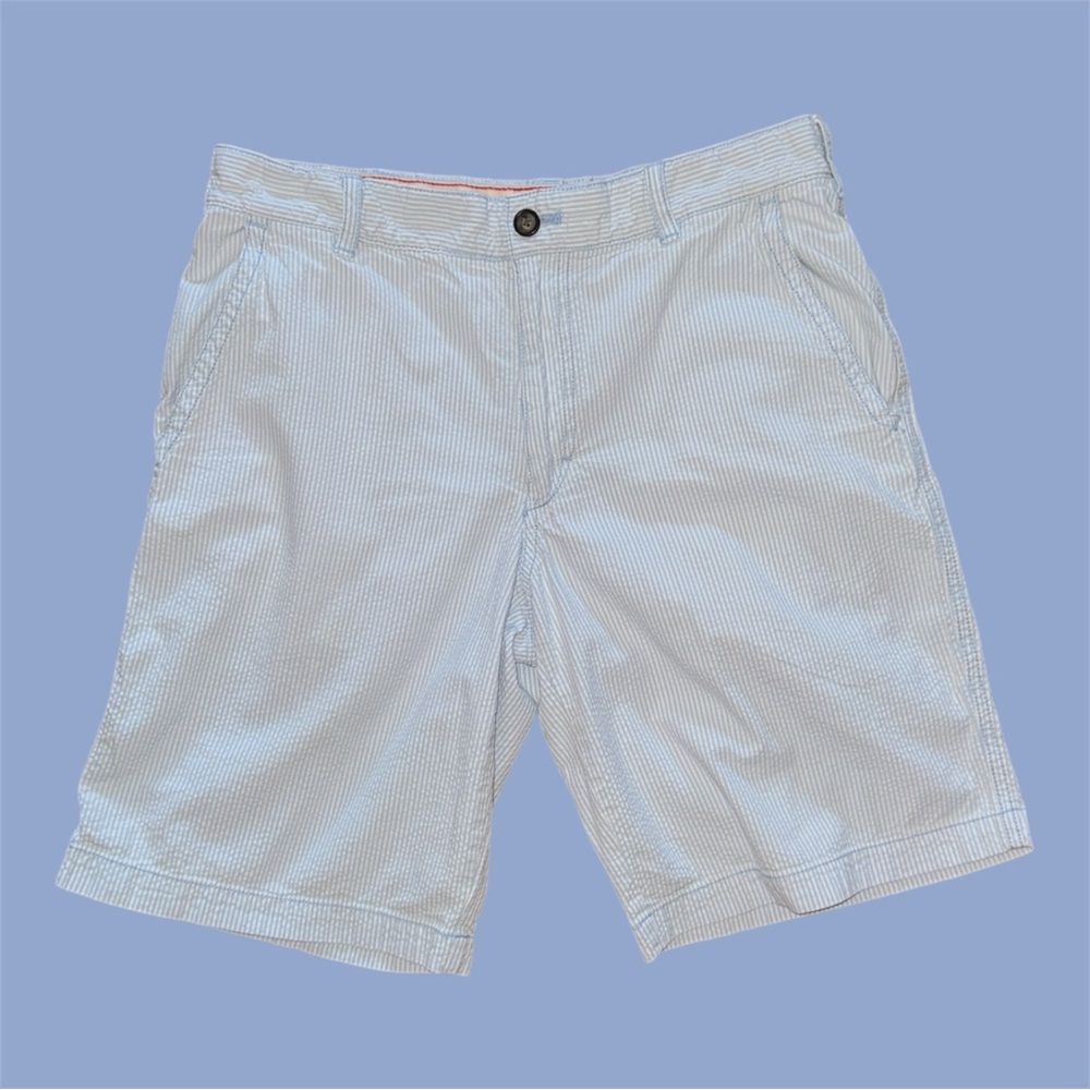 IZOD Classic Seersucker Golf‎ Shorts Blue and White Striped Size 32